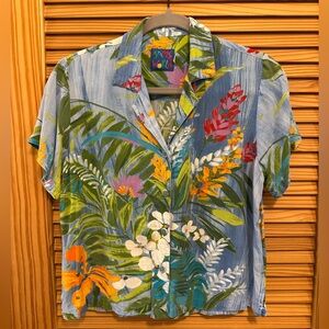 Jams World Tropic Garden Aloha Hawaiian Button Down Shirt Size XS